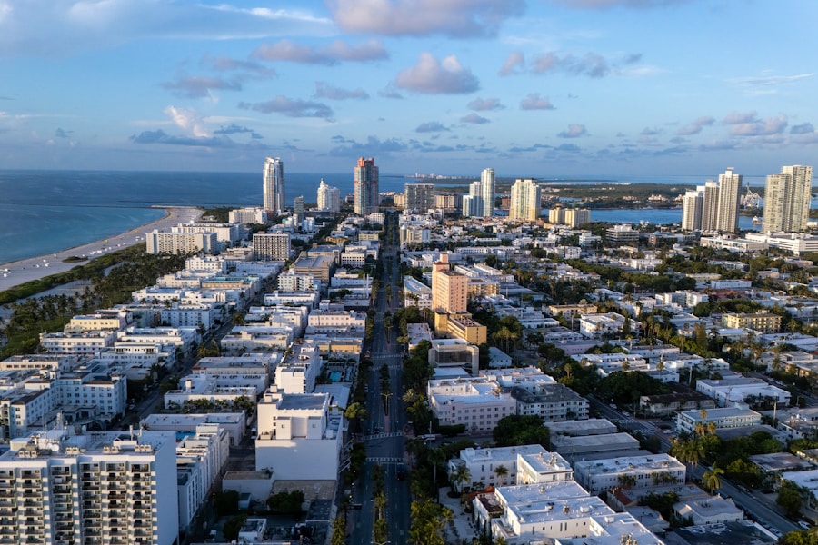 Aerial view of South Florida waterfront estates